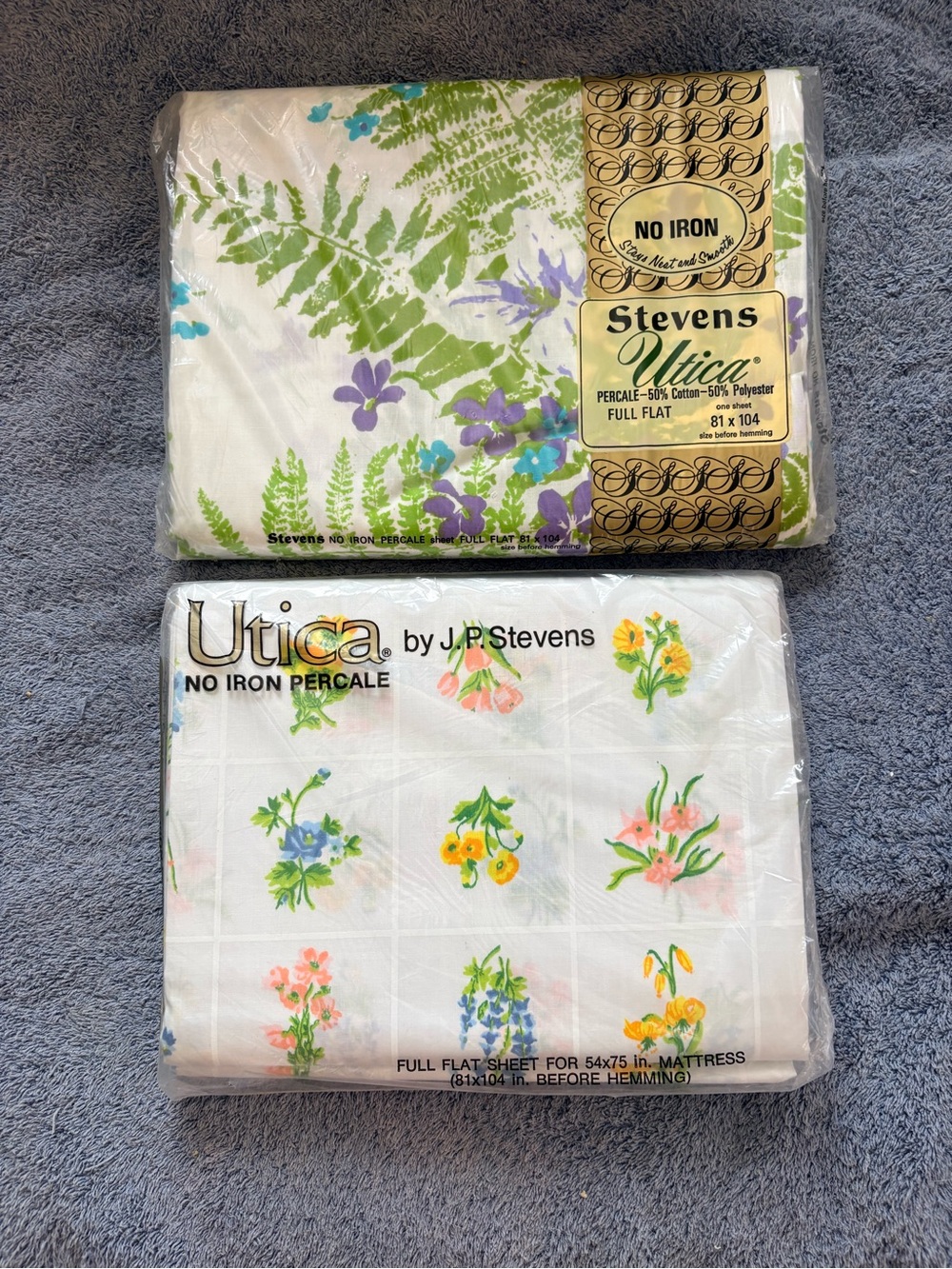 Stevens Utica No-Iron Percale Floral Sheet Full Flat Set of 2